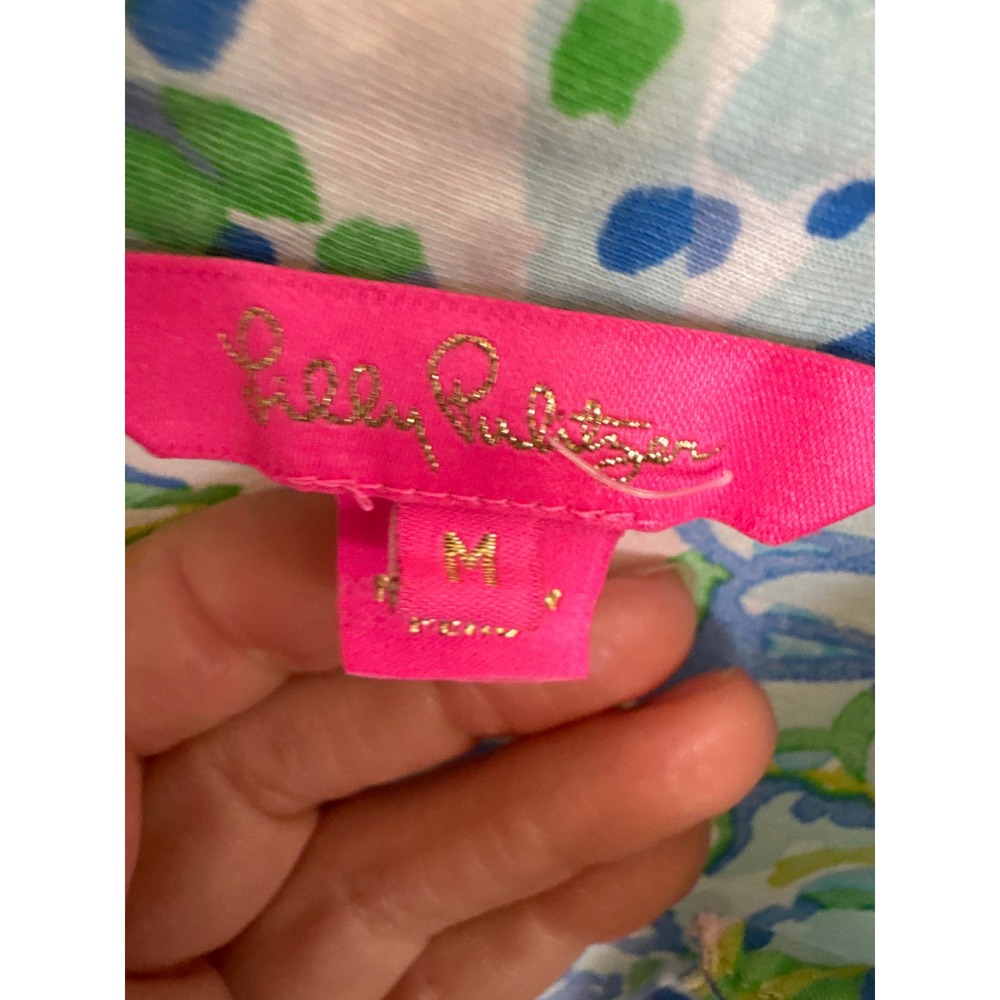 Lilly Pulitzer Ansley Polo 3/4 SleeveTop in the print  Feline Good Cotton M - Picture 3 of 9